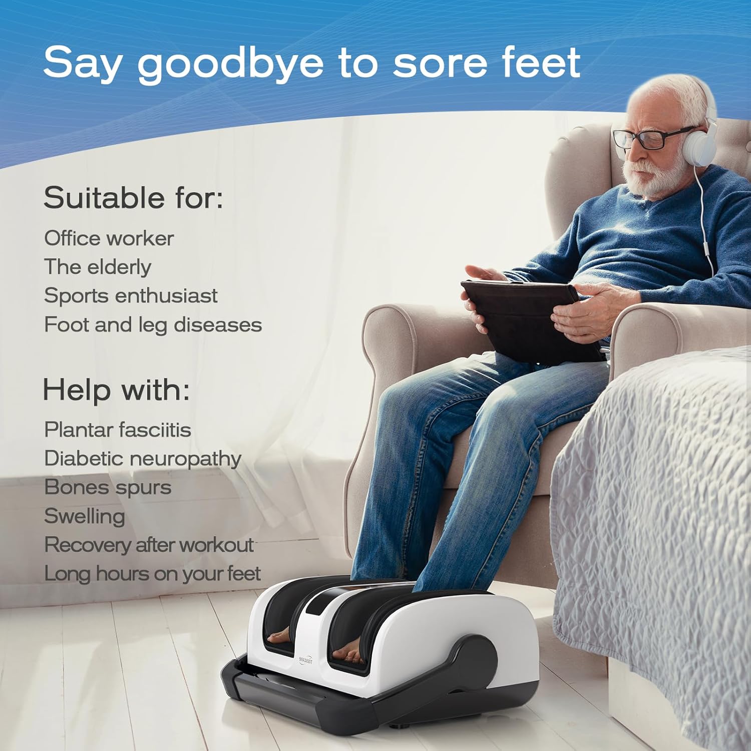 Tisscare 208 massaggiatore piedi shiatsu bianco con calore