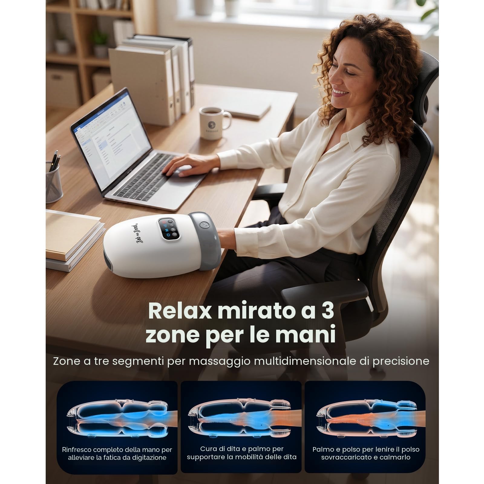 Bob and Brad H60 Massaggiatore Mani Calore e Compressione Ricaricabile