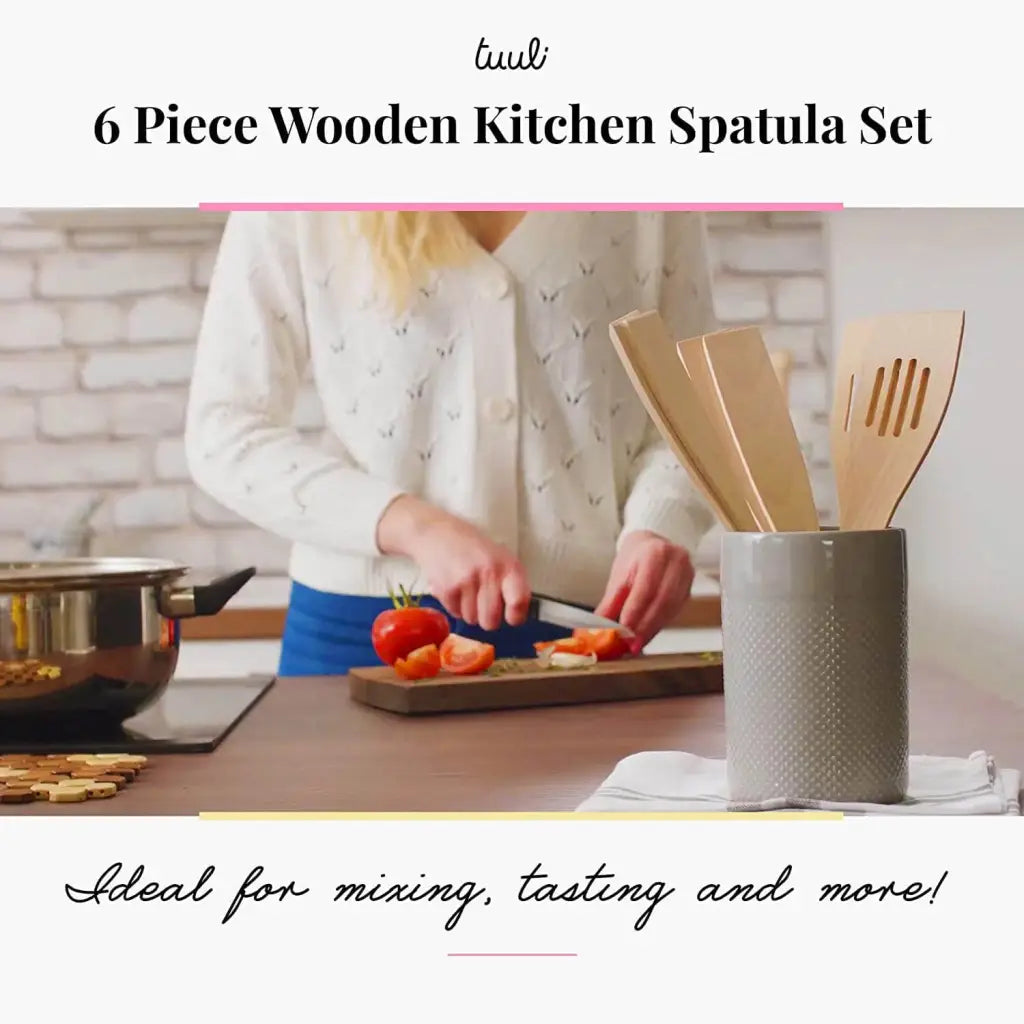 Tuuli Utensili da cucina in legno Set 6 spatole 30 cm faggio