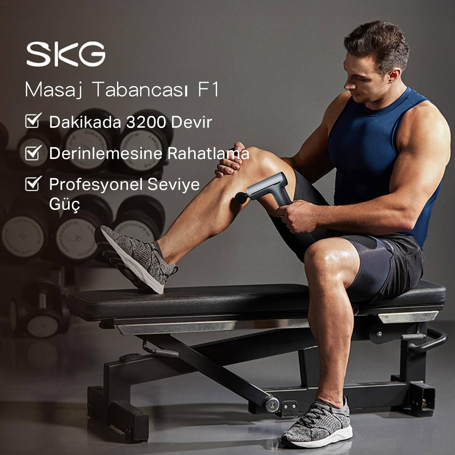SKG F1 Pro massage gun massaggiatore calore luce rossa