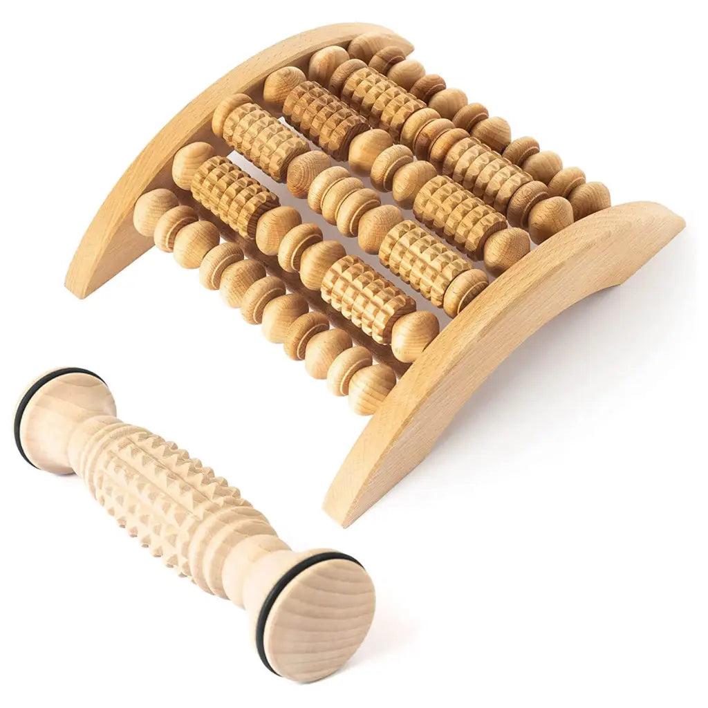 Tuuli Set Rulli Massaggio Piedi Faggio Tavola + Rullo 20 cm