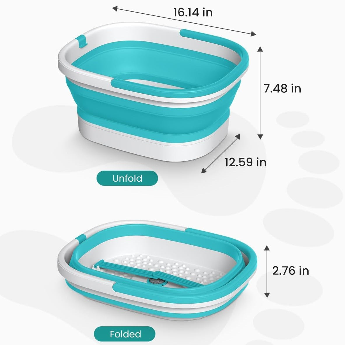 Nekteck Foot Massager Bacinella Pediluvio Pieghevole Verde Singola